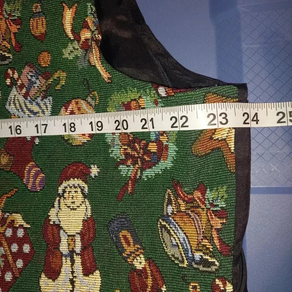 Vintage Bobbie Brooks Womens Christmas Vest XXL Green Tapestry Button - Picture 7 of 8